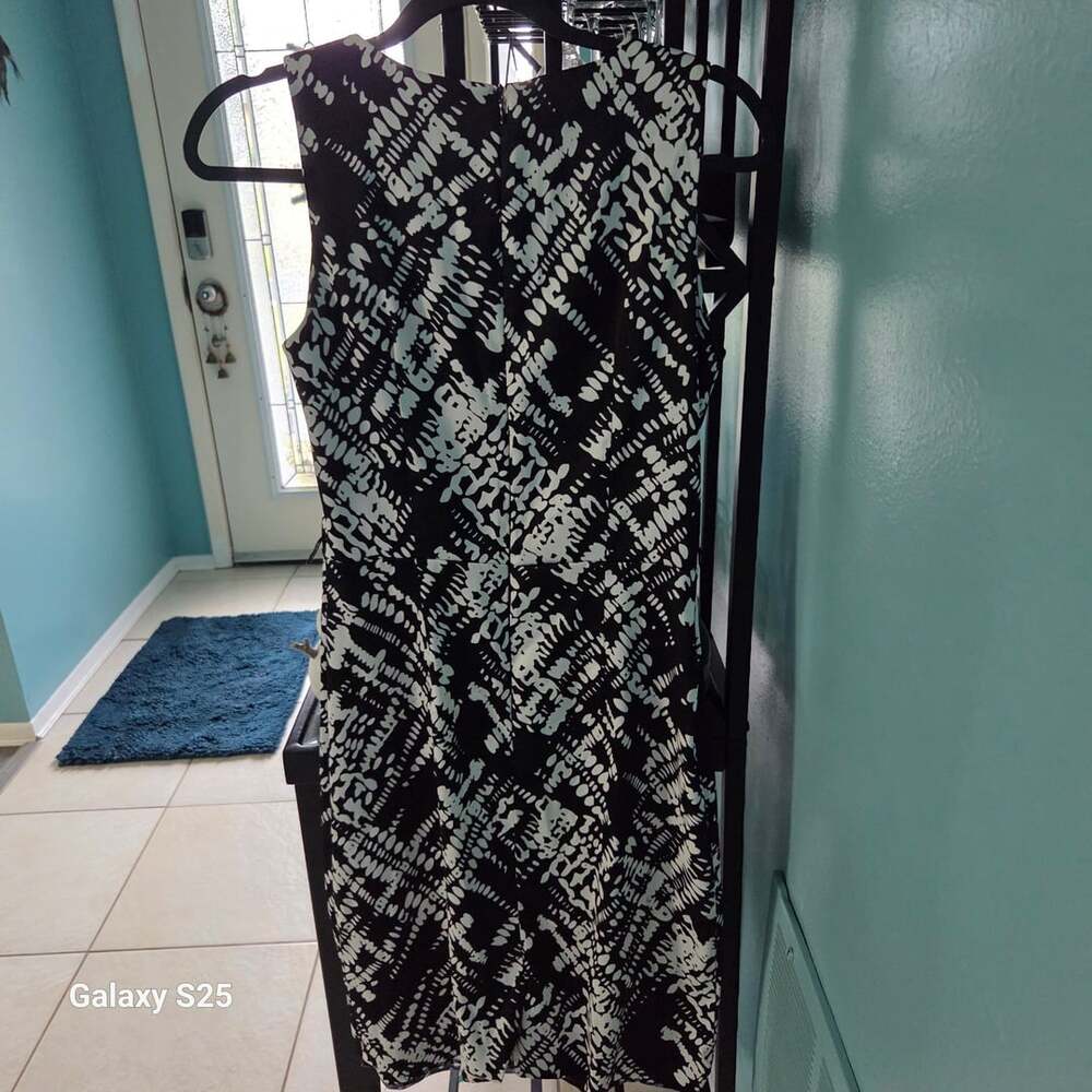 AB Studio Black White Abstract Print Sleeveless Sheath Dress Size 6